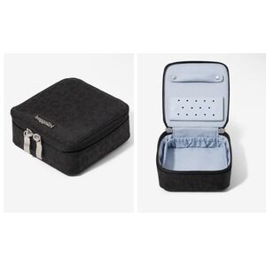 NWT $40 Baggallini Travel Jewelry Box Black Cheetah Embossed Zip Organizer Case